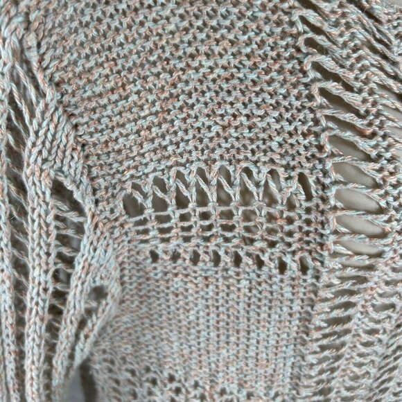 Free People Goccia Beige Multicolor Crop Cotton Linen Blend Open Knit Sweater S - Picture 8 of 8